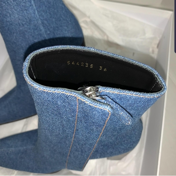Balenciaga Denim Heel Ankle Boots Sz 6.5 - Picture 8 of 8